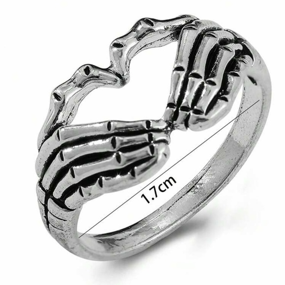 Silver Skeleton Hands Ring - Picture 4 of 6